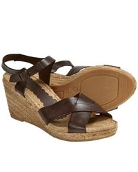 Lisa B. and Co. Wedge Sandals Leather Dark Brown