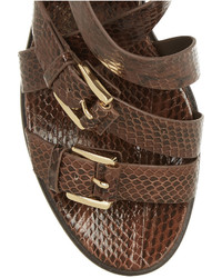 Michael Kors Michl Kors Collection Varick Elaphe And Leather Wedge Sandals