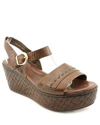 Namibia Brown Leather Wedge Sandals Shoes Newdisplay