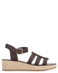 A.P.C. Vivienne Leather And Suede Wedge Sandals