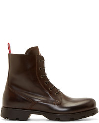 Moncler Brown Classic Lace Up Boots