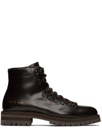 Common Projects Brown Leather Hiking Boots