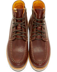VISVIM Burgundy Leather Moc Toe Boots