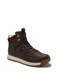 Lacoste Faux Leather Hiking Boot In Dark Brownoff White At Nordstrom
