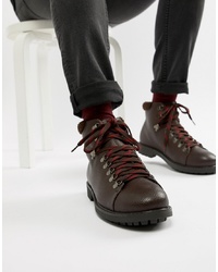 Truffle Collection Hiker Lace Up Boot With Contrast In Brown