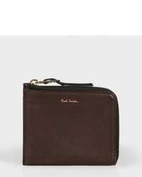 Paul Smith Brown Grained Buffalo Leather Zip Corner Pouch