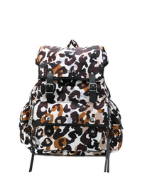 Dark Brown Leopard Canvas Backpack