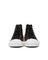 Burberry Tan And Black Leopard Larkhall Sneakers
