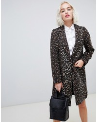 New Look Brushed Leopard Print Tailored Coat Pattern
