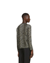 Saint Laurent Beige And Black Jacquard Leopard Sweater