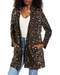 Dark Brown Leopard Fleece Coat