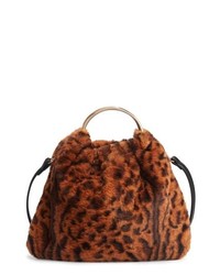 Dark Brown Leopard Fur Clutch