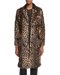 ADAM by Adam Lippes Adam Lippes Button Front Leopard Print Fur Coat Leopard