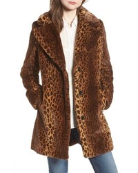 Kensie Faux Fur Leopard Print Coat