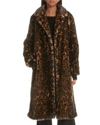 Nili Lotan Marvin Faux Fur Leopard Print Coat
