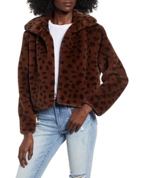 Madison & Berkeley Brittney Leopard Print Faux Fur Jacket