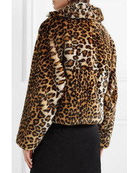 Sandy Liang Garbanzo Leopard Print Faux Fur Jacket