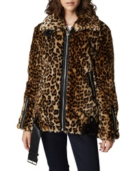 BLANKNYC Leopard Faux Fur Jacket