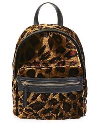 Topshop Bobby Mini Leopard Velvet Backpack Brown