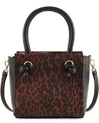 Foley + Corinna Bretta Mini Leather Satchel Bag Brown Leopard