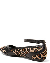Tod's Leopard Print Calf Hair And Leather Point Toe Flats Leopard Print