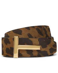 Dark Brown Leopard Leather Belt