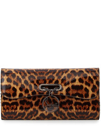 Dark Brown Leopard Leather Clutch