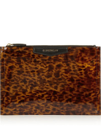 Givenchy Antigona Pouch In Leopard Print Patent Leather