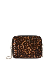 Dark Brown Leopard Leather Crossbody Bag