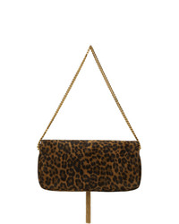 Saint Laurent Taupe Leopard Medium Kate 99 Tassel Bag