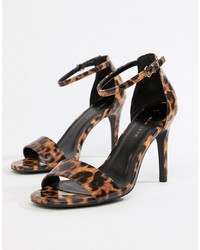 New Look Heeled Sandals With Square Toe In Leopard Print