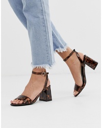 Pimkie Tortoiseshell Effect Two Part Sandals In Brown