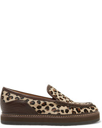 See by Chloe See By Chlo Leather Trimmed Leopard Print Calf Hair Loafers Leopard Print