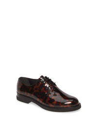 Dark Brown Leopard Leather Oxford Shoes