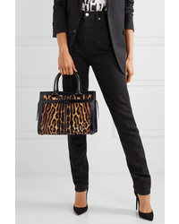 Saint Laurent Uptown East West Medium Leopard Print Calf Hair And Leather Tote
