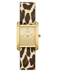 Tory Burch The Eleanor Leather Watch In Leopard At Nordstrom