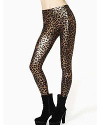 Elastic Waist Leopard Print Slim Leggings