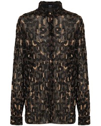 Versace Leopard Pattern Beaded Shirt