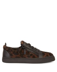 Dark Brown Leopard Low Top Sneakers