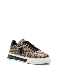 Roberto Cavalli Leopard Print Leather Sneakers