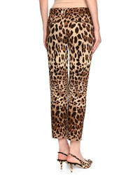 Dolce & Gabbana Leopard Print Ankle Pants Brownblack