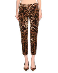 Dolce & Gabbana Leopard Print Ankle Pants Brownblack