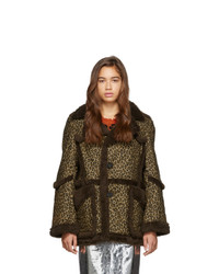 Dark Brown Leopard Pea Coat