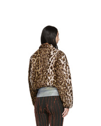 Ashley Williams Brown Faux Fur Leopard Puffa Jacket
