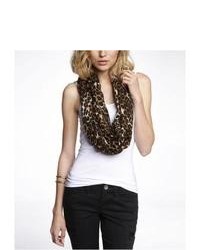 Express Leopard Infinity Scarf Gray