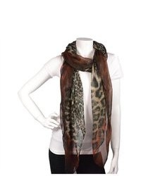 TheDapperTie Dark Brown 100% Viscose Scarf With Leopard Prints Scarf 51