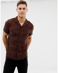 Dark Brown Leopard Short Sleeve Shirt