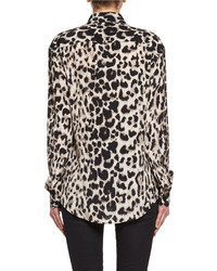Saint Laurent Classic Leopard Print Silk Shirt