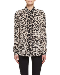 Saint Laurent Classic Leopard Print Silk Shirt