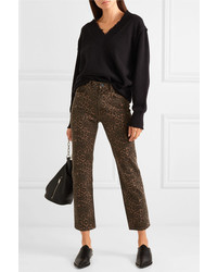 T by Alexander Wang Leopard Print Mid Rise Skinny Jeans